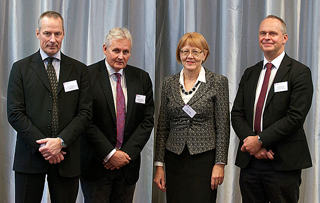 Generaldirektör Thomas Pålsson tillsammans med representanter från de statliga servicecentren i Danmark, Finland och Norge.